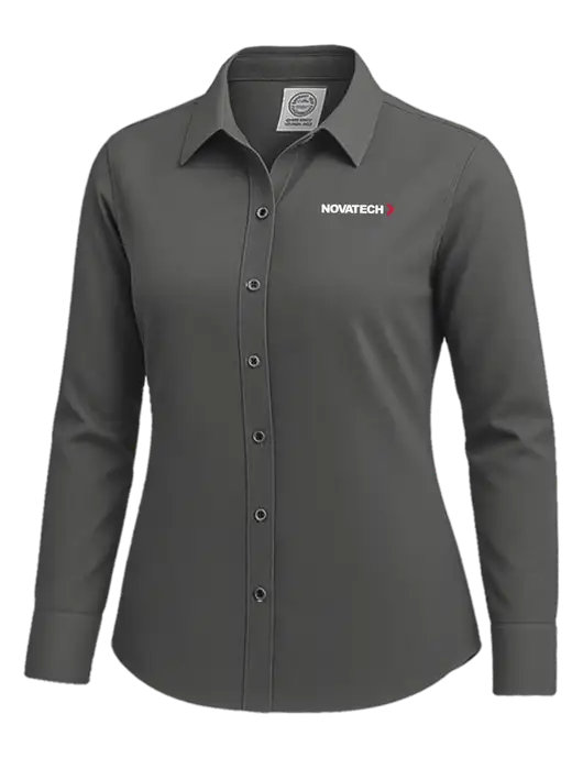 Brooks Brothers Womens Dark Grey Wrinkle-Free Stretch Nailhead Shirt w/Novatech Logo