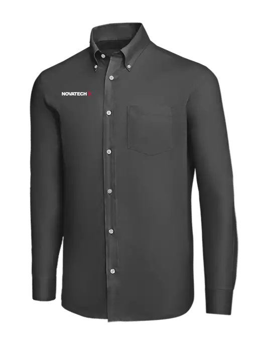 Brooks Brothers Dark Grey Wrinkle-Free Stretch Nailhead Shirt w/Novatech Logo