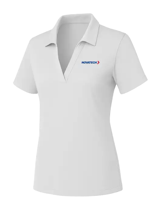Womens White PosiCharge RacerMesh Polo w/Novatech Logo