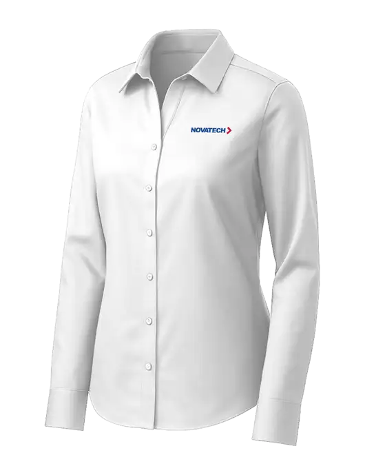 Brooks Brothers Womens White Wrinkle-Free Stretch Pinpoint Shirt w/Novatech Logo