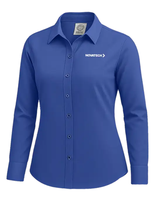 Brooks Brothers Womens Royal Blue Wrinkle-Free Stretch Nailhead Shirt w/Novatech Logo
