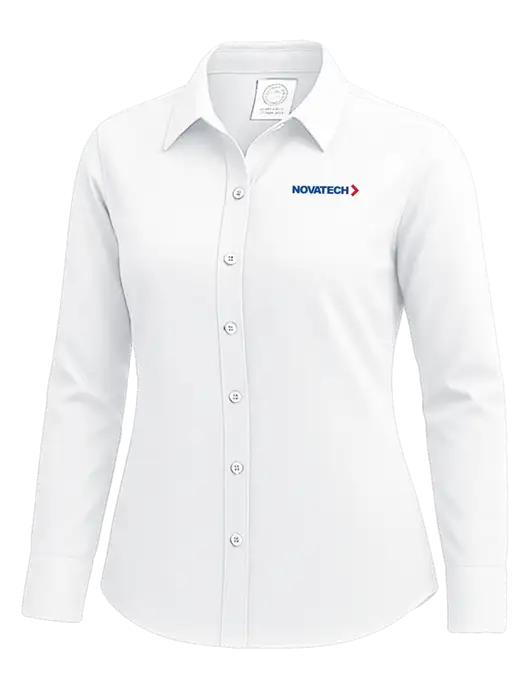 Brooks Brothers Womens White Wrinkle-Free Stretch Nailhead Shirt w/Novatech Logo