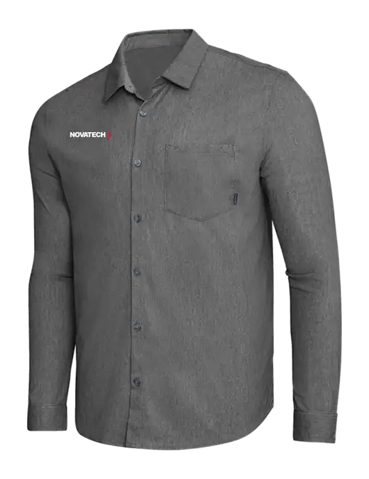 OGIO Dark Grey Heather Extend Long Sleeve Button Up Shirt w/Novatech Logo
