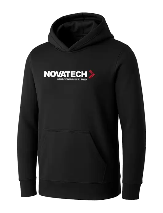 Womens Black Core Fleece Pullover Hooded Sweatshirt w/Novatech Logo
