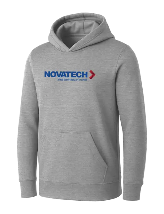 Womens Light Grey Heather Core Fleece Pullover Hooded Sweatshirt w/Novatech Logo