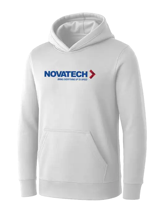 Womens White Core Fleece Pullover Hooded Sweatshirt w/Novatech Logo