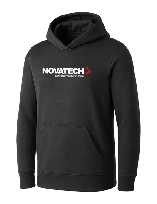 Womens Dark Grey Heather Core Fleece Pullover Hooded Sweatshirt w/Novatech Logo