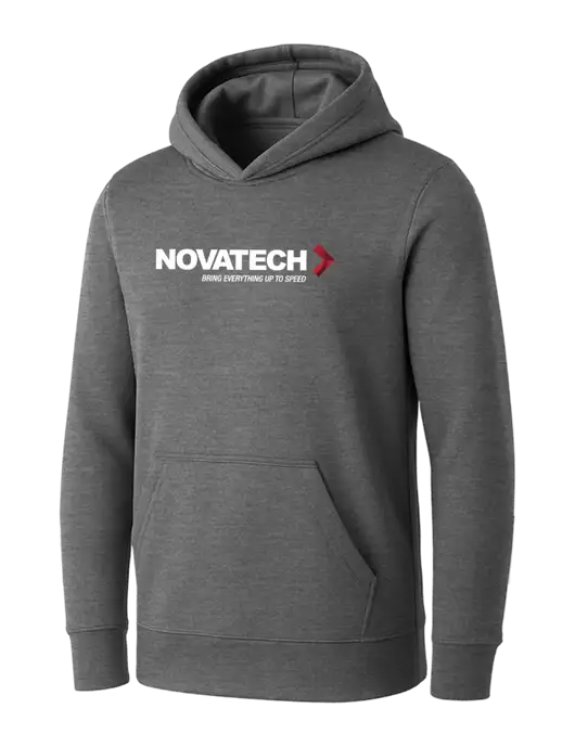 Womens Medium Grey Heather Core Fleece Pullover Hooded Sweatshirt w/Novatech Logo