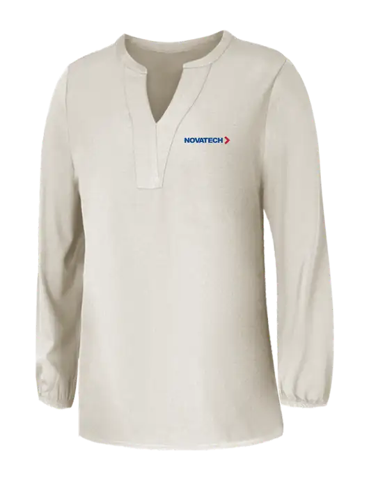 Mercer+Mettle Womens Ivory Stretch Crepe 3/4 Sleeve Blouse w/Novatech Logo