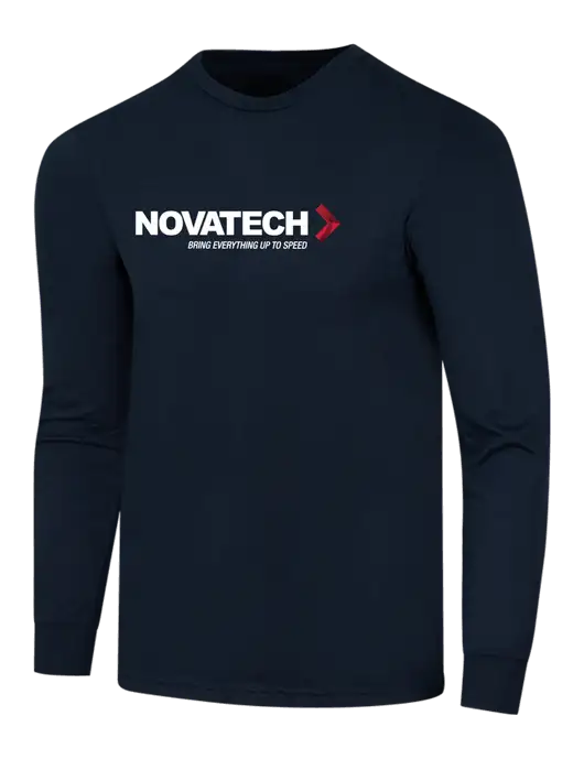 Simply Soft Long Sleeve Navy 4.5 oz, Poly/Combed Ring Spun Cotton T-Shirt w/Novatech Logo