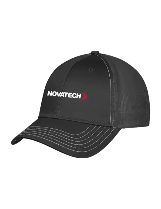 Charcoal Grey Mesh Trucker Cap Snap Back w/Novatech Logo