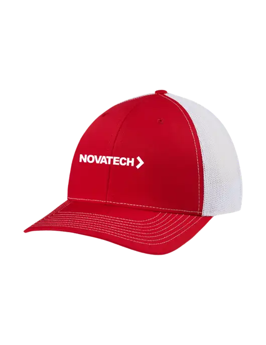 Richardson Adjustable Snapback Original 112 Trucker Cap Red w/White Mesh w/Novatech Logo