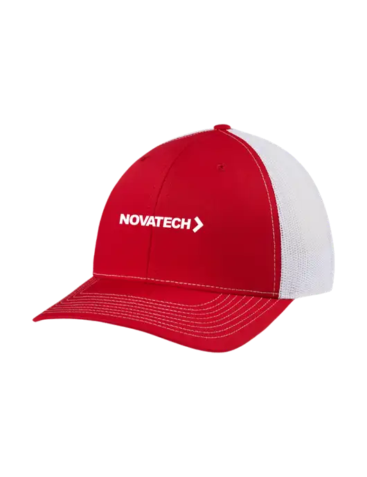 Richardson Adjustable Snapback Original 112 Trucker Cap Red w/White Mesh w/Novatech Logo
