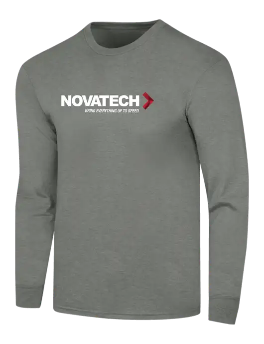 Simply Soft Long Sleeve Heathered Charcoal 4.5 oz, Poly/Combed Ring Spun Cotton T-Shirt w/Novatech Logo
