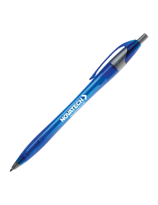 Novella Translucent Blue/Silver Jewel Pen - Blue Ink w/Novatech Logo