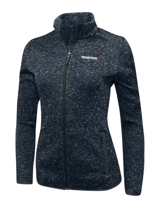 Navy Heather Womens Sweater Fleece Jacket w/Novatech Logo