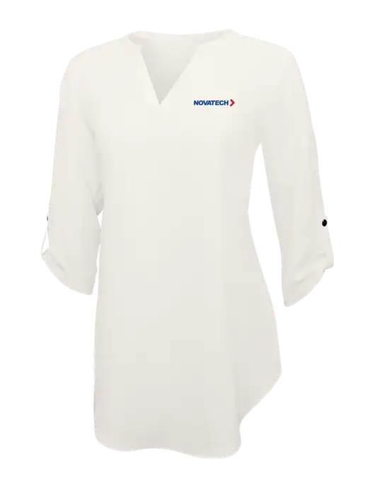 Ivory Womens 3/4 Sleeve Tunic Blouse w/Novatech Logo