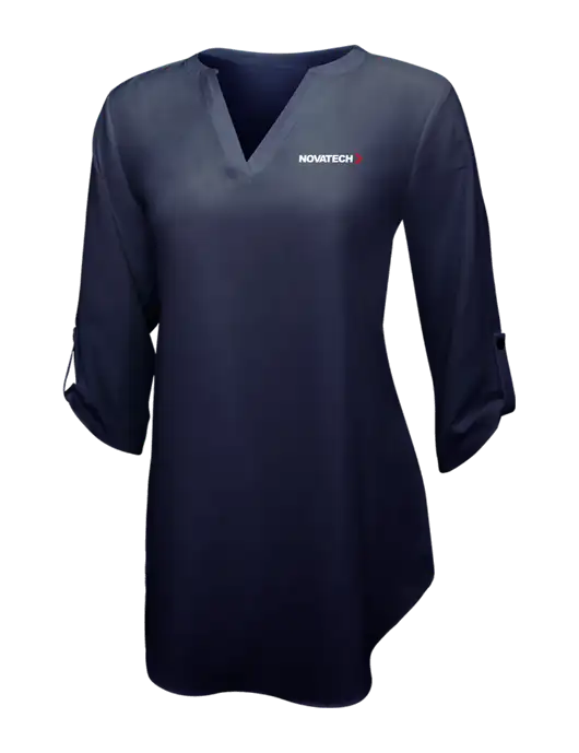 Navy Womens 3/4 Sleeve Tunic Blouse w/Novatech Logo