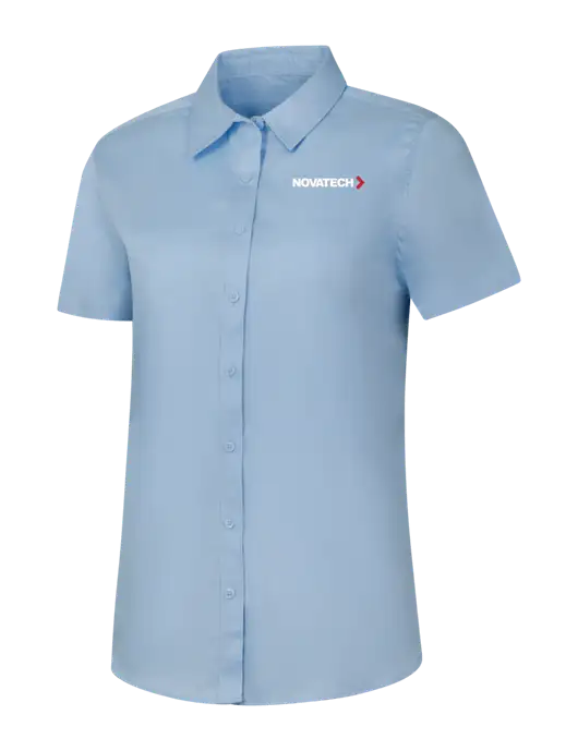 Womens Light Blue Short Sleeve Superpro React Twill Shirt w/Novatech Logo