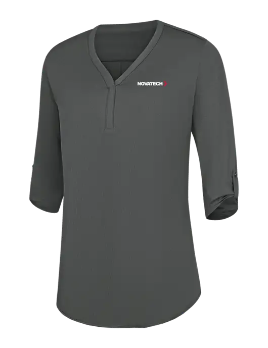 Womens Dark Grey City Stretch 3/4-Sleeve Tunic w/Novatech Logo