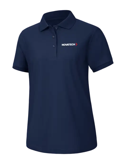 Womens Navy Silk Touch Polo w/Novatech Logo