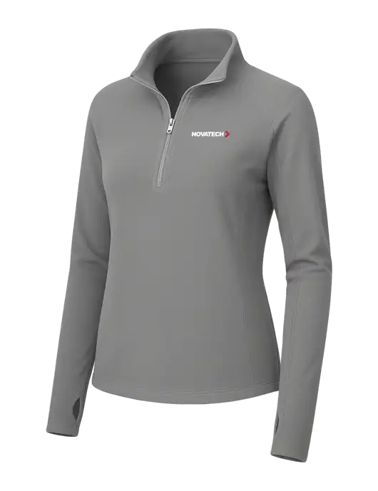 Womens Medium Grey Microfleece 1/2 Zip Pullover w/Novatech Logo
