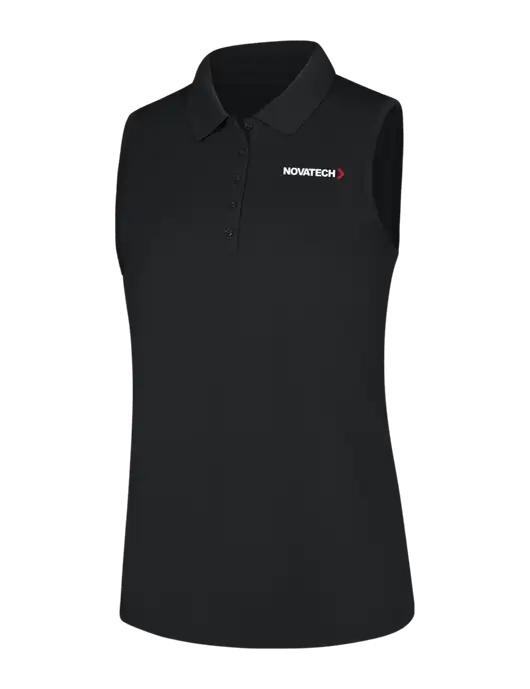 Womens Black Dry Zone UV Micro-Mesh Sleeveless Polo w/Novatech Logo