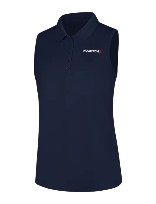 Womens Navy Dry Zone UV Micro-Mesh Sleeveless Polo w/Novatech Logo