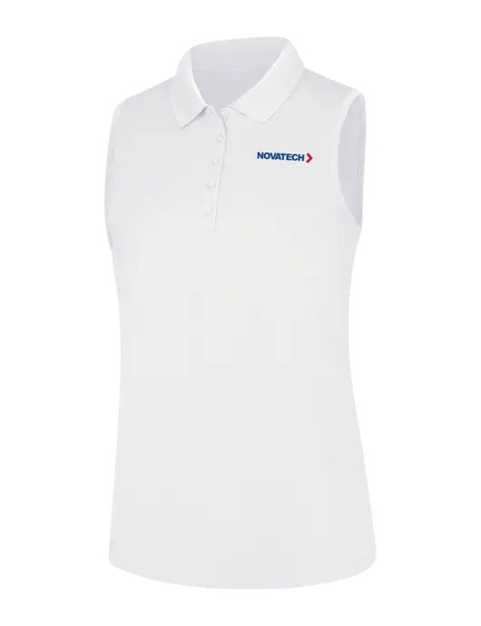 Womens White Dry Zone UV Micro-Mesh Sleeveless Polo w/Novatech Logo