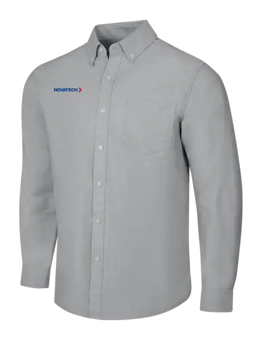 Light Grey SuperPro Oxford Shirt w/Novatech Logo