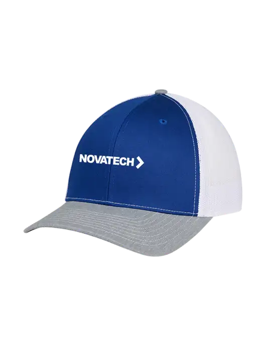Richardson Adjustable Snapback Original 112 Trucker Cap Royal/HeatherGrey/White Mesh w/Novatech Logo