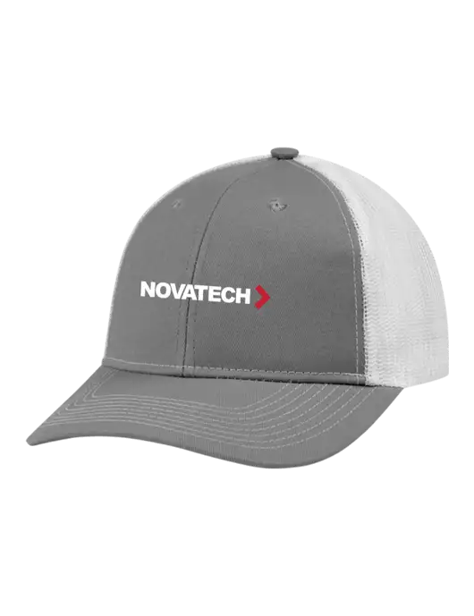 Snapback Ponytail Trucker Cap Light Medium Heather Grey w/White Mesh w/Novatech Logo
