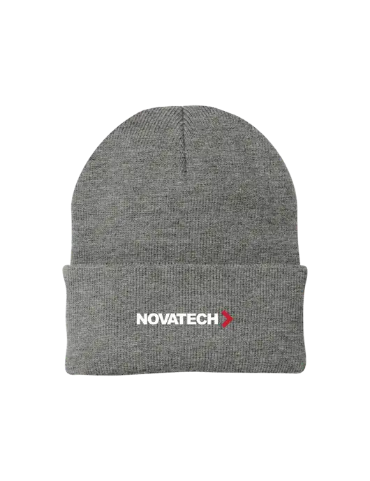 Medium Grey Heather Knit Cap w/Novatech Logo