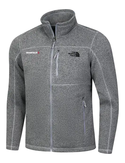 North Face Medium Grey Heather Sweater Fleece Jacket w/Novatech Logo