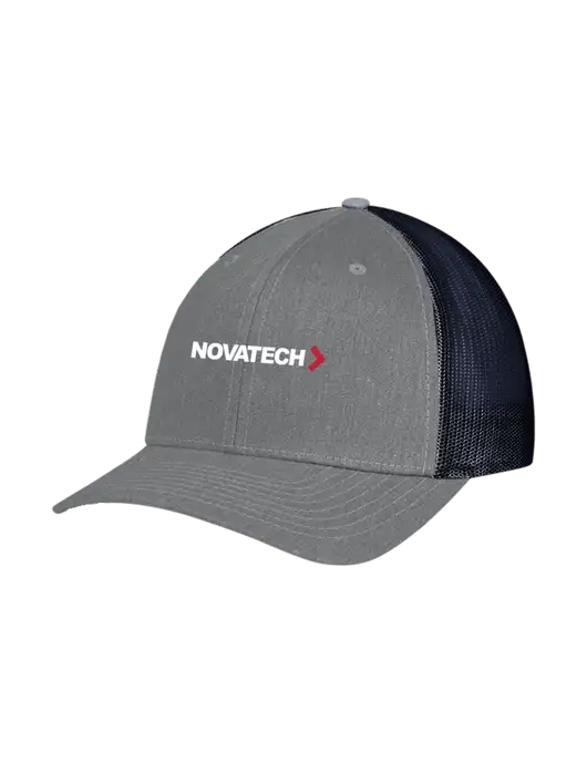 Richardson Adjustable Snapback Original 112 Trucker Cap Heather Grey w/Navy Mesh w/Novatech Logo