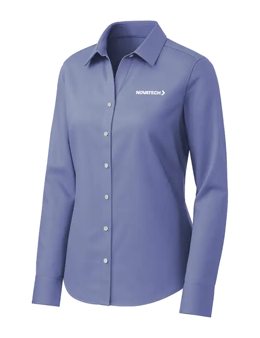 Brooks Brothers Womens Royal Blue Wrinkle-Free Stretch Pinpoint Shirt w/Novatech Logo
