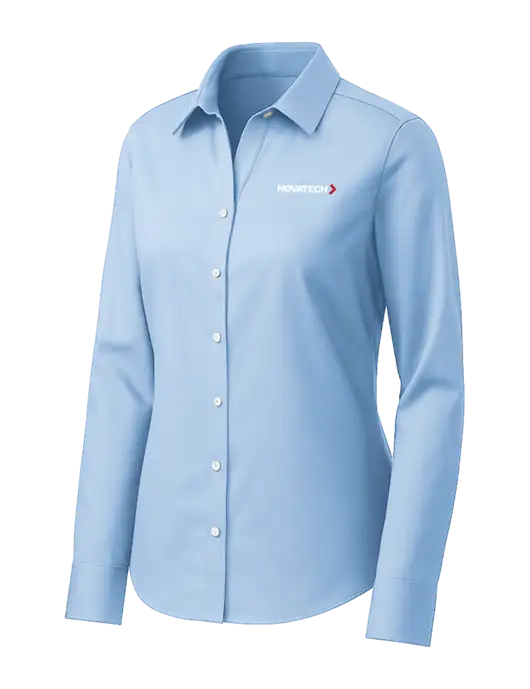 Brooks Brothers Womens Light Blue Wrinkle-Free Stretch Pinpoint Shirt w/Novatech Logo