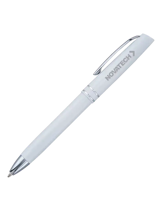 White Anguilla Black Ink Pen w/Novatech Logo