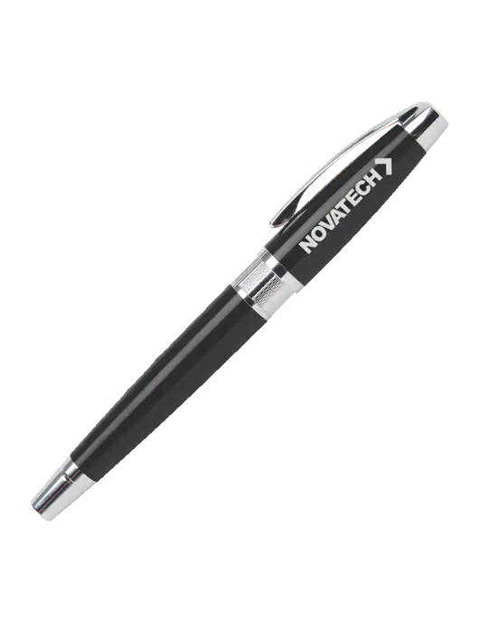 Masscotti Black Rollerball Pen - Black Ink w/Novatech Logo