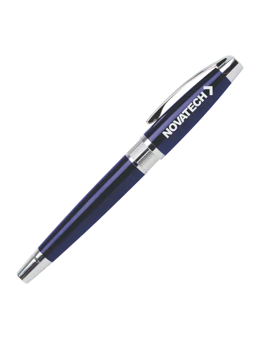 Masscotti Navy Rollerball Pen - Black Ink w/Novatech Logo